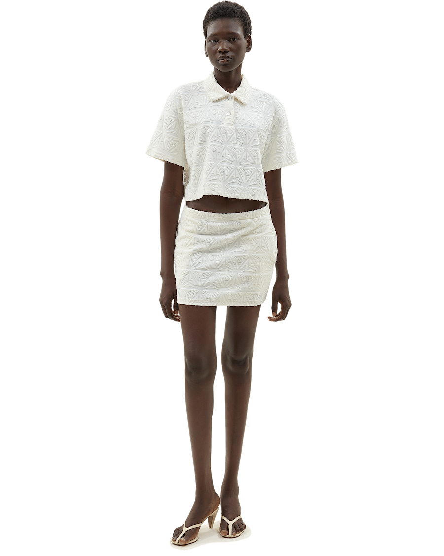 Monogram Plush Cropped Polo Shirt White