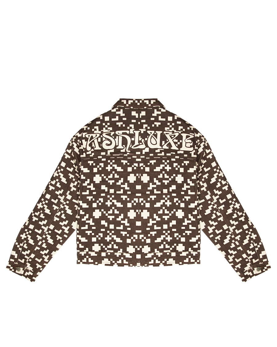 Ashluxe Pixel Denim Jacket Brown