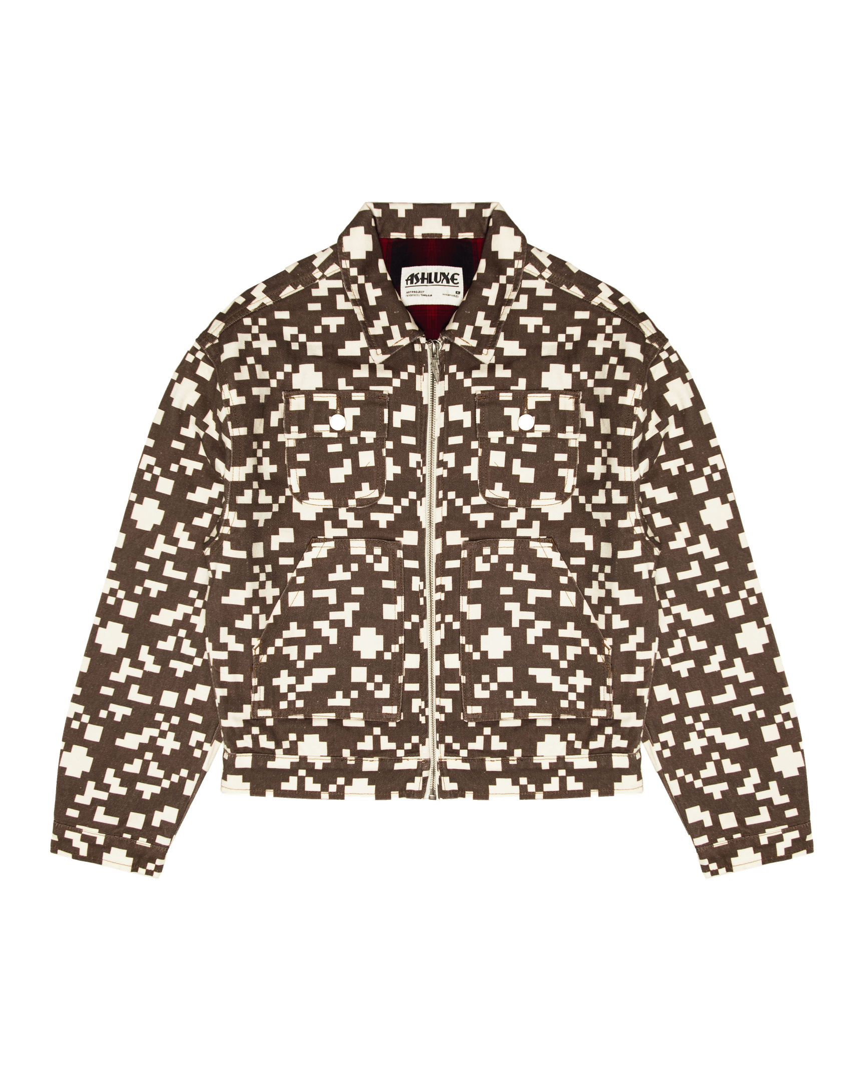 Ashluxe Pixel Denim Jacket Brown