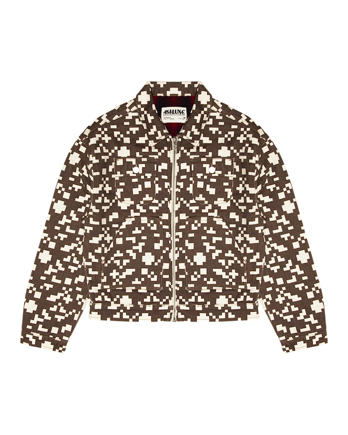 Ashluxe Pixel Denim Jacket Brown