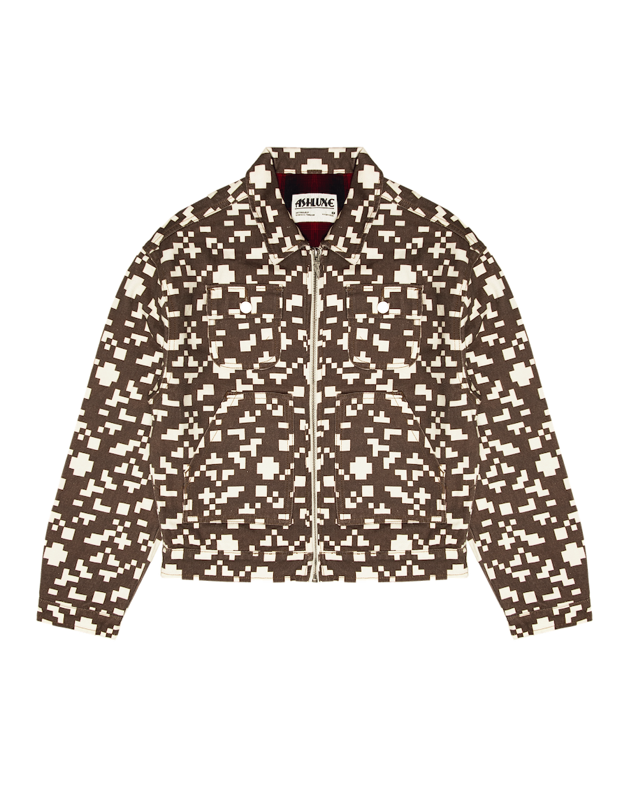 Ashluxe Pixel Denim Jacket Brown