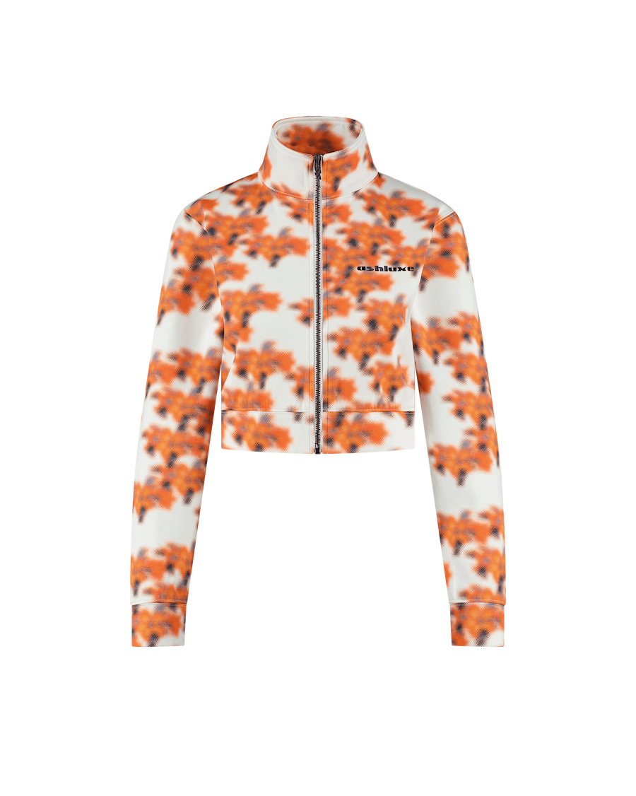 Ashluxe Female Printed Track Jacket - Flowery Orange