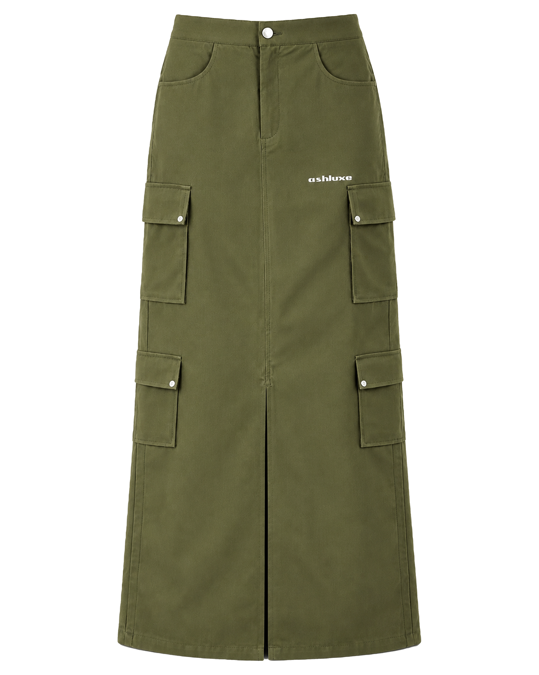 Ashluxe Cargo Maxi Skirt Olive