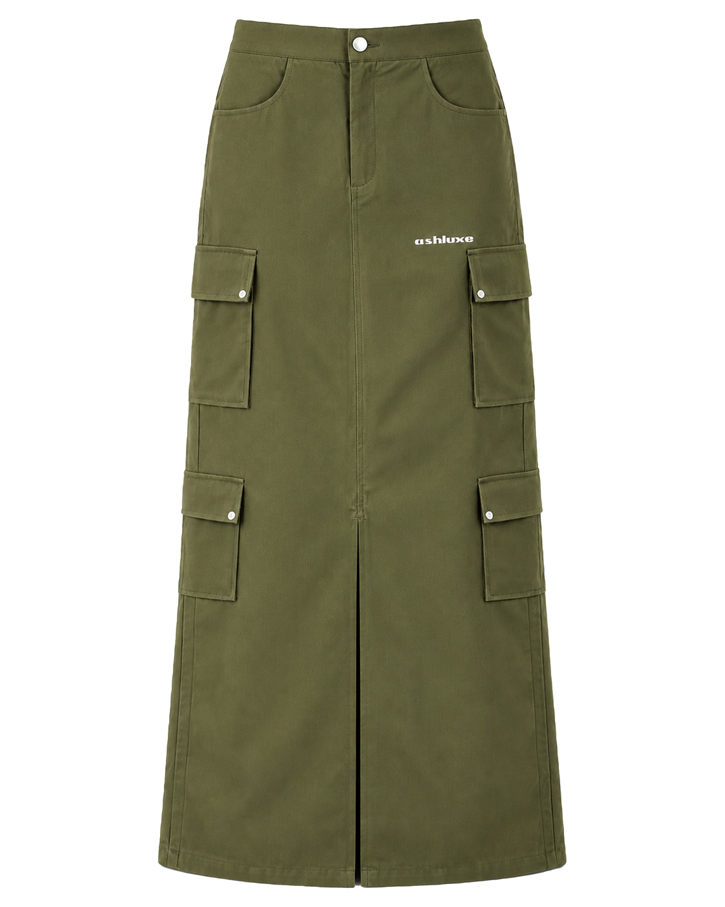 Ashluxe Cargo Maxi Skirt Olive