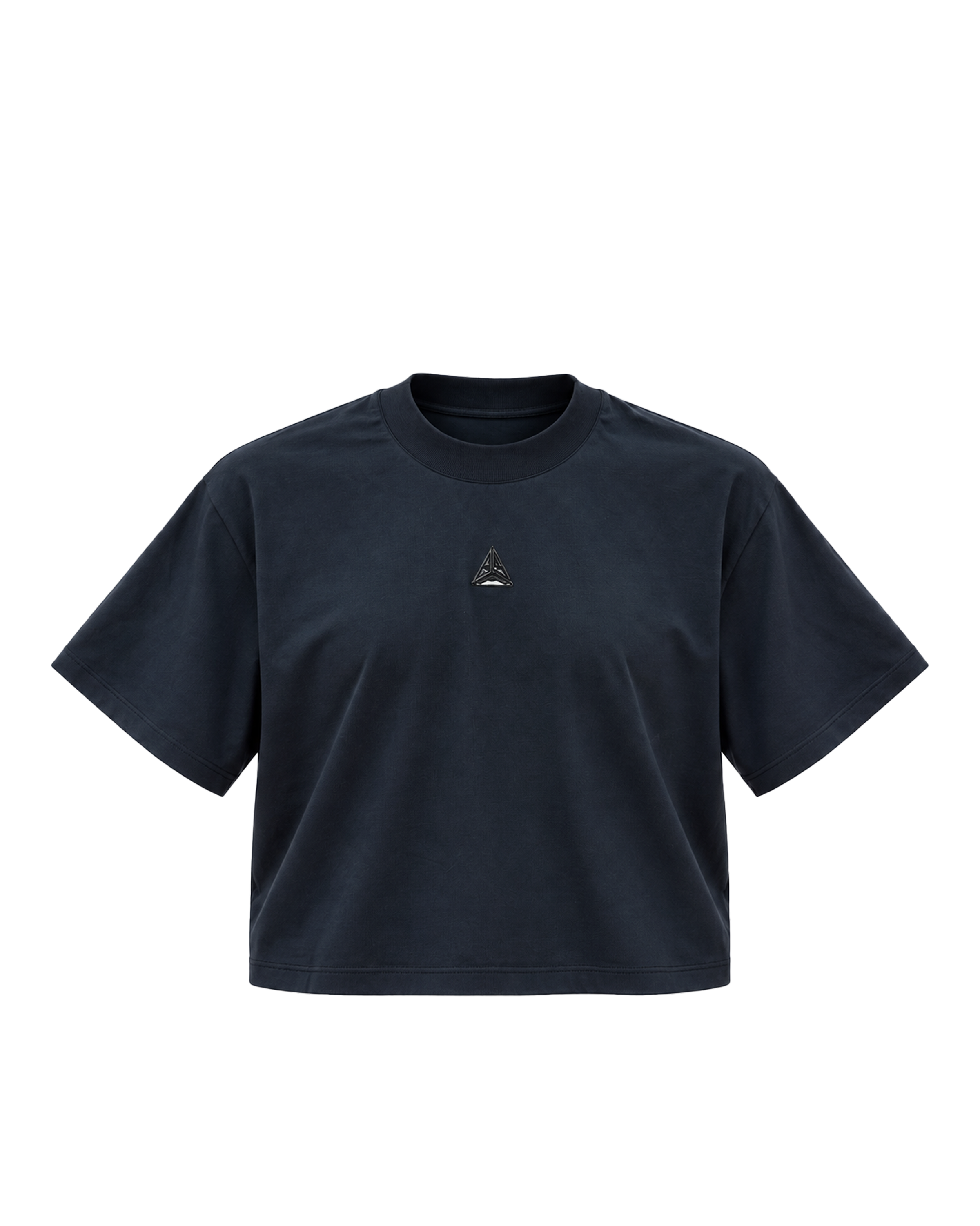 Metallic Logo Cropped T-shirt Black