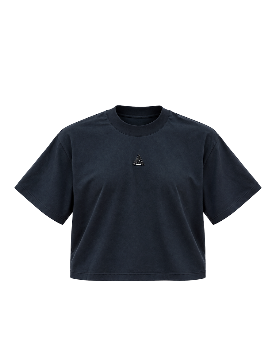 Metallic Logo Cropped T-shirt Black
