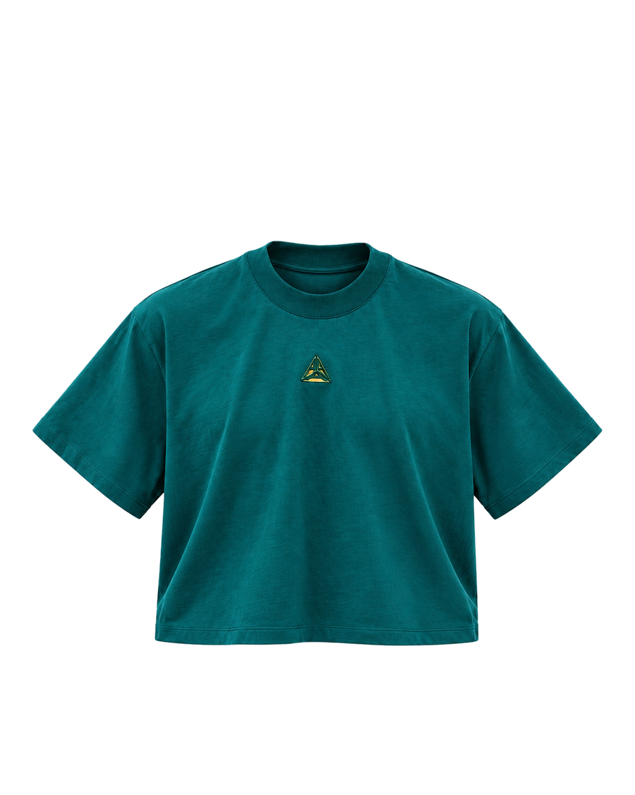 Metallic Logo Cropped T-Shirt Green