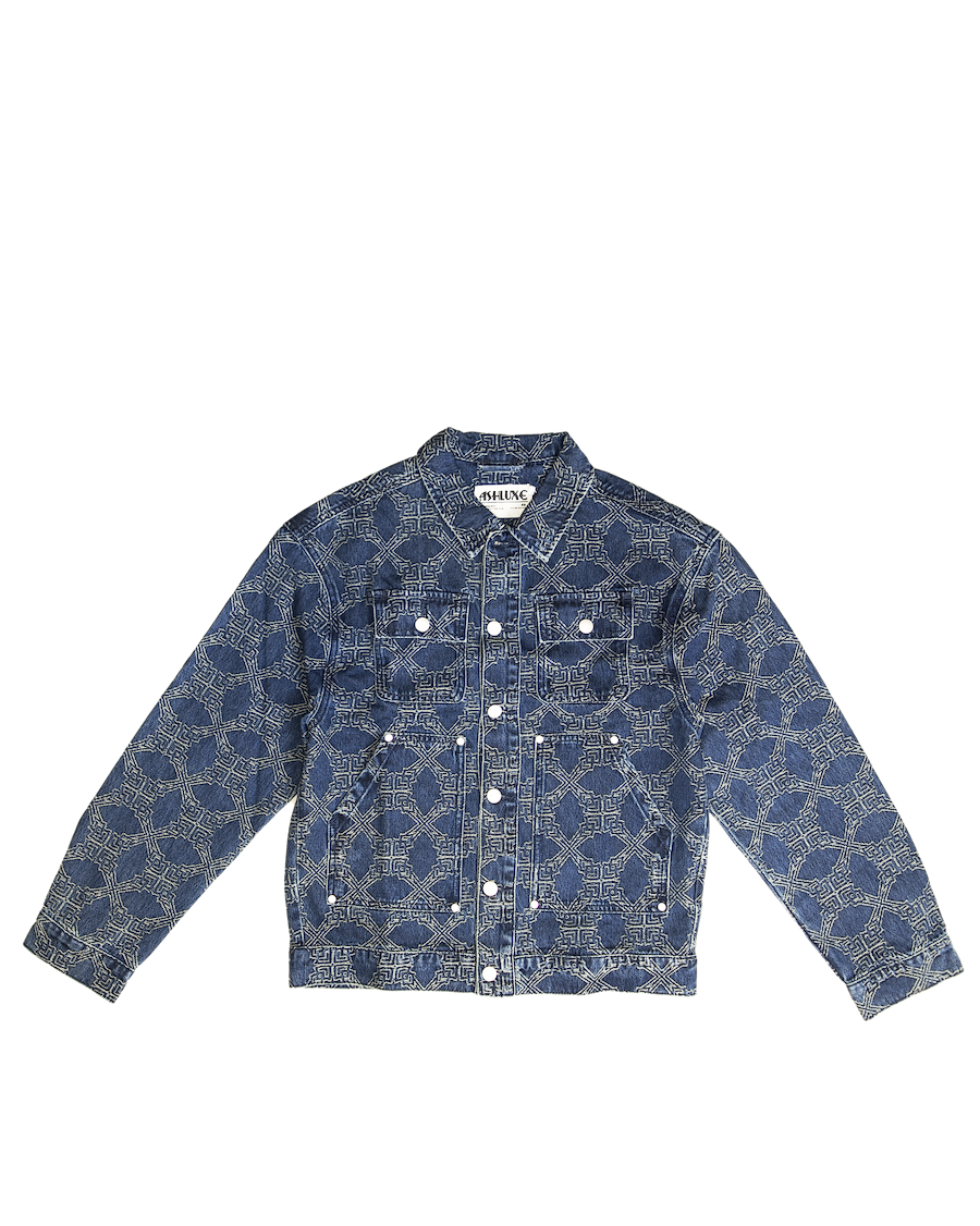 Ashluxe Monogram Denim Jacket Blue