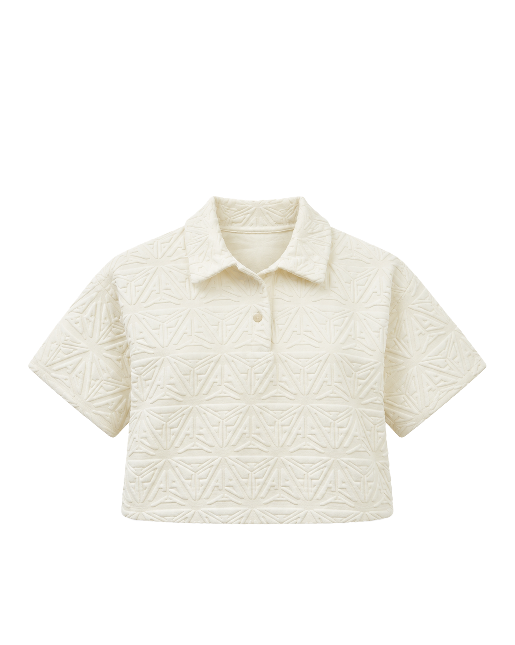 Monogram Plush Cropped Polo Shirt White