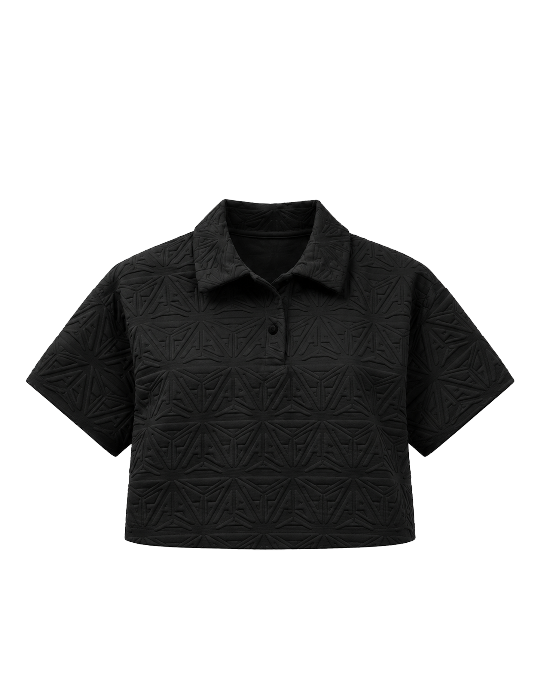 Monogram Plush Cropped Polo Shirt Black