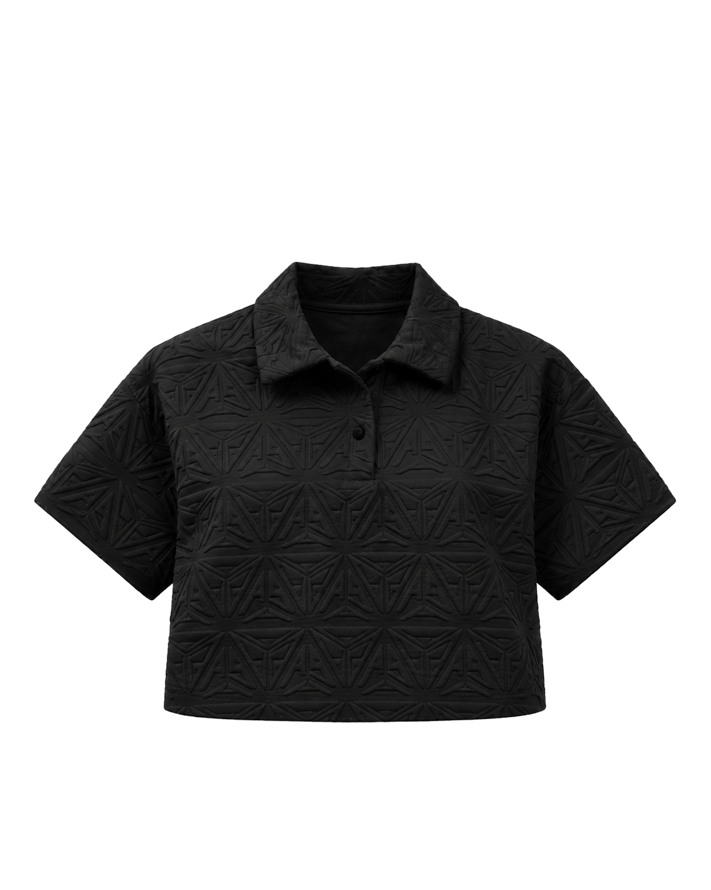 Monogram Plush Cropped Polo Shirt Black