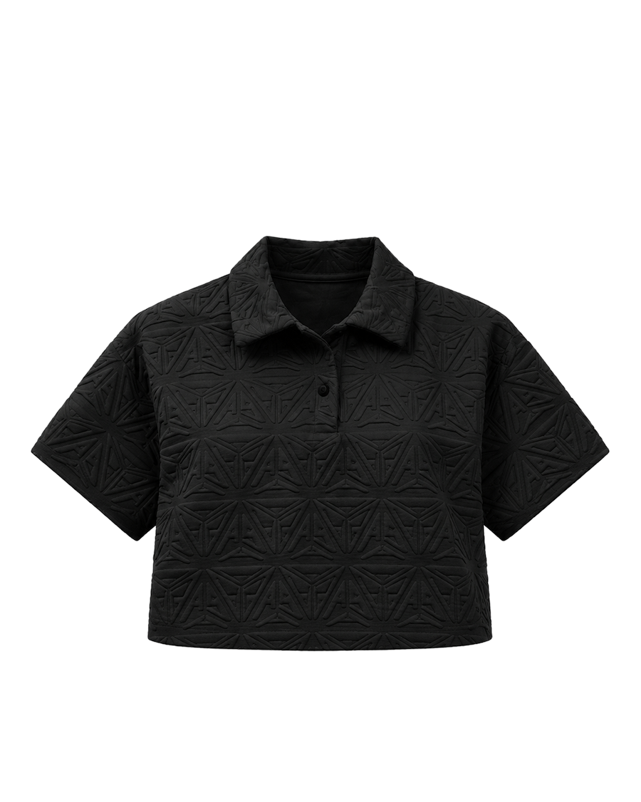 Monogram Plush Cropped Polo Shirt Black