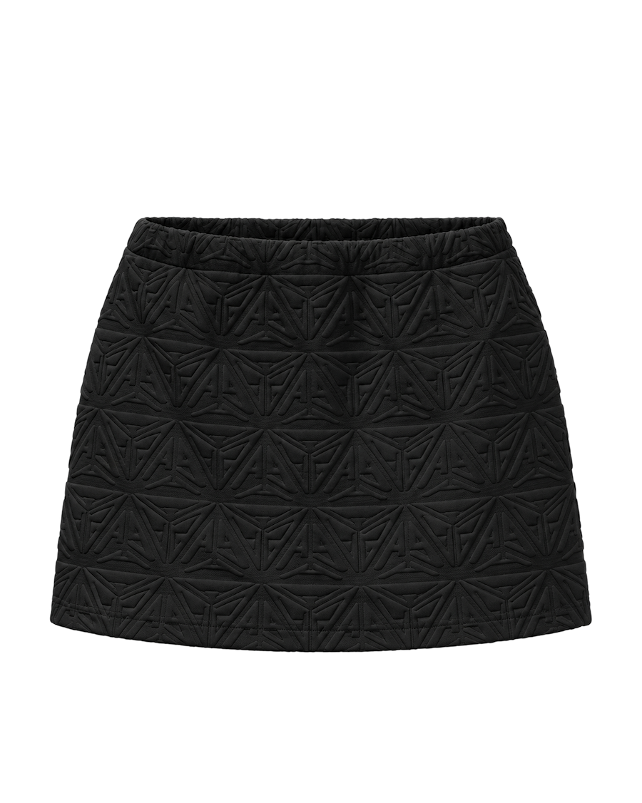Monogram Plush A Line Mini Skirt Black