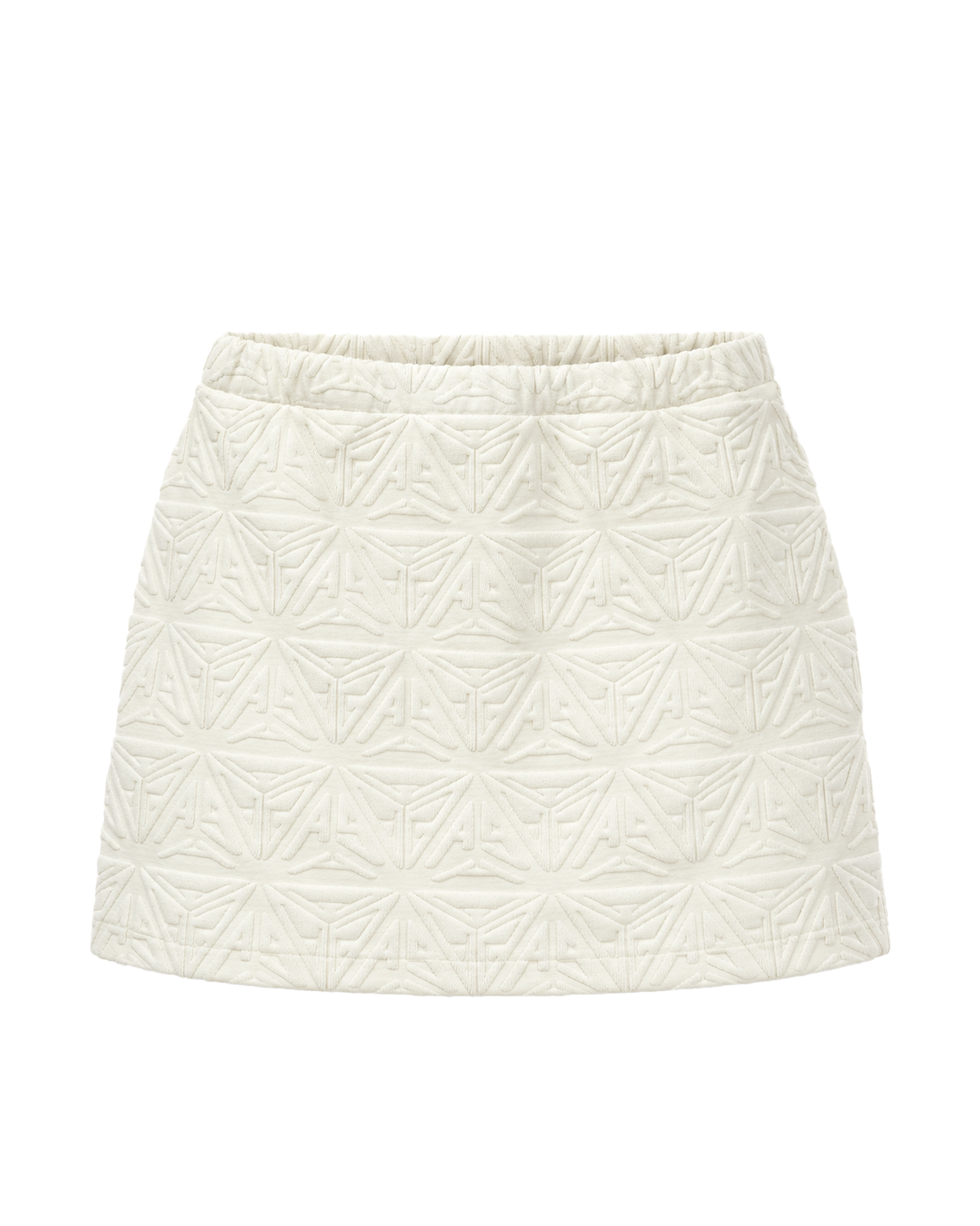 Monogram Plush  A Line Mini Skirt White