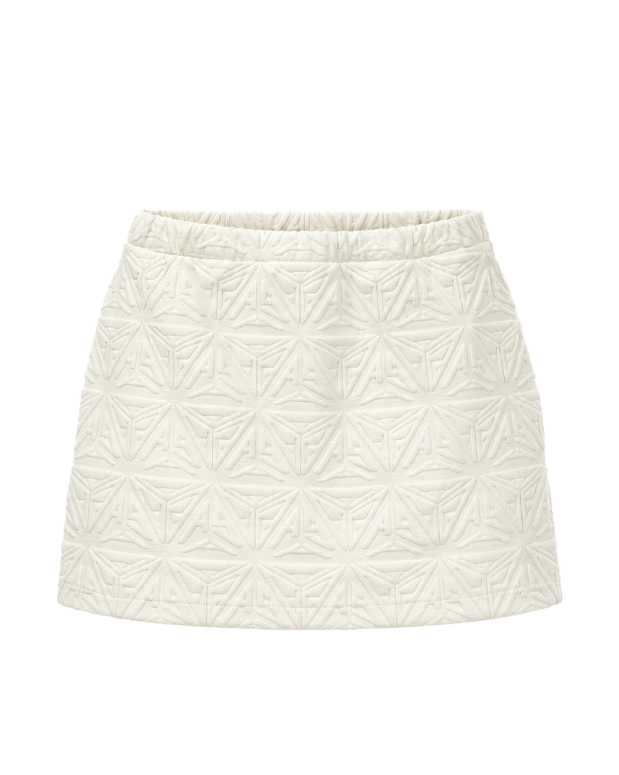 Monogram Plush  A Line Mini Skirt White