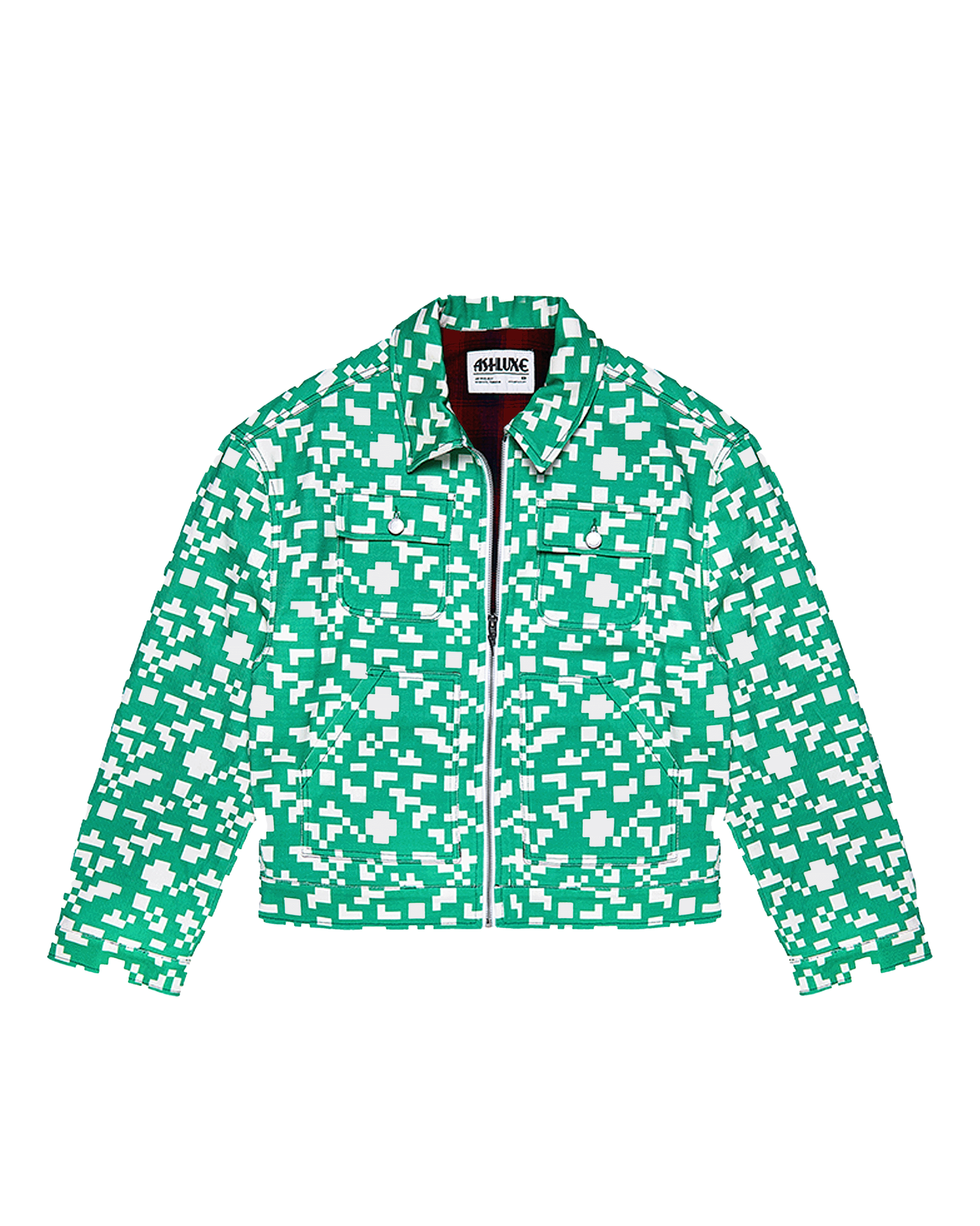 Ashluxe Pixel Denim Jacket Green