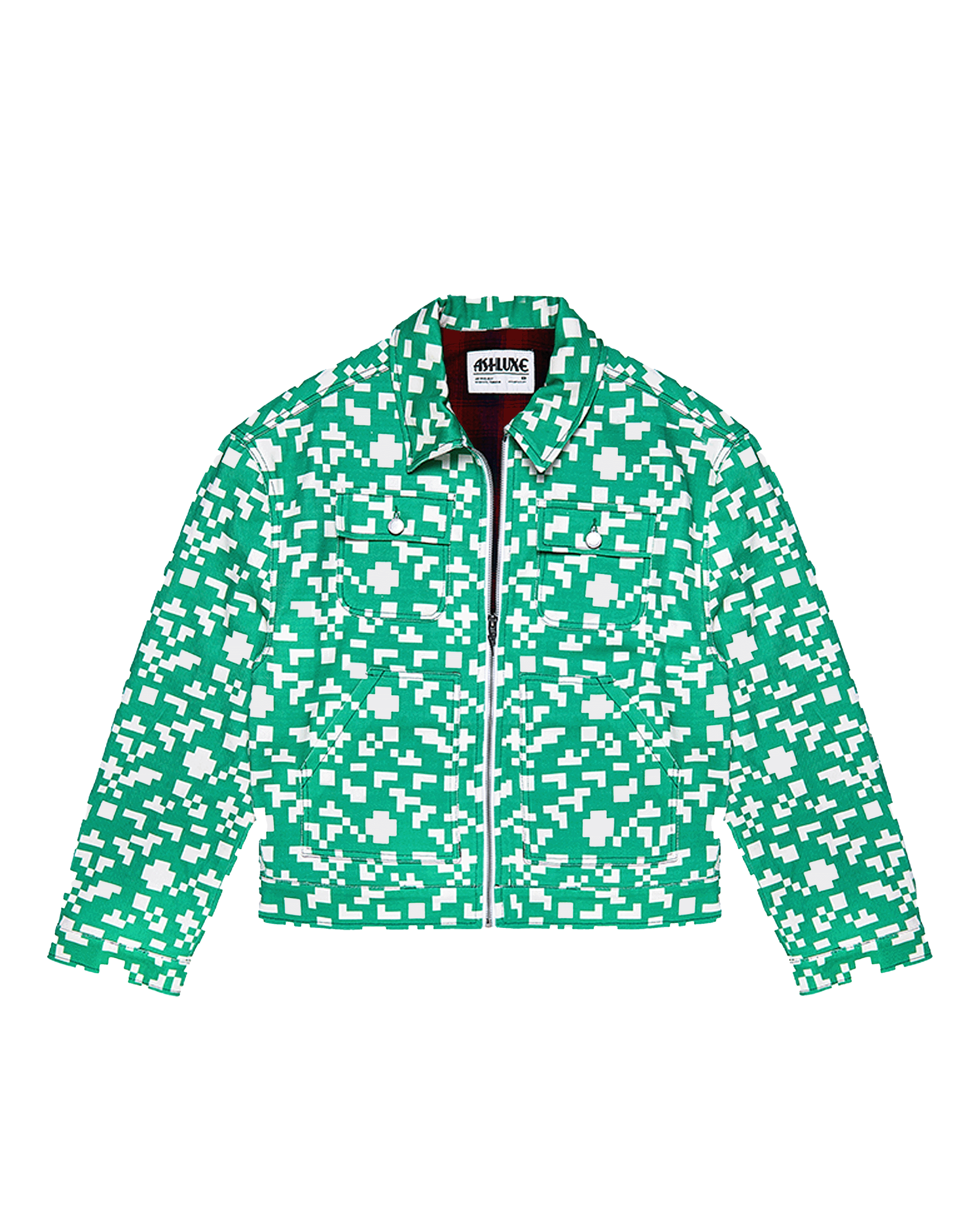 Ashluxe Pixel Denim Jacket Green