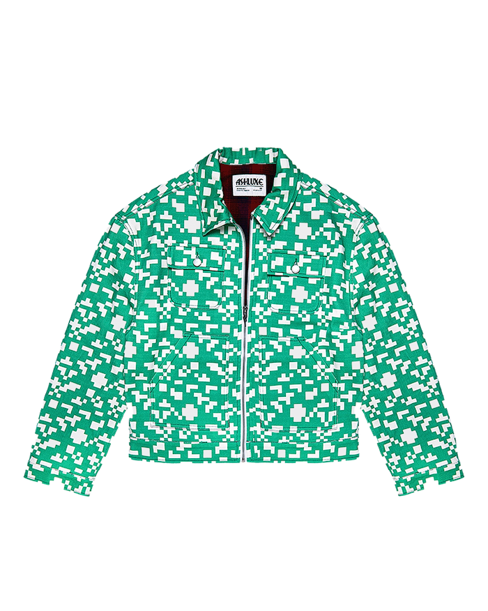 Ashluxe Pixel Denim Jacket Green