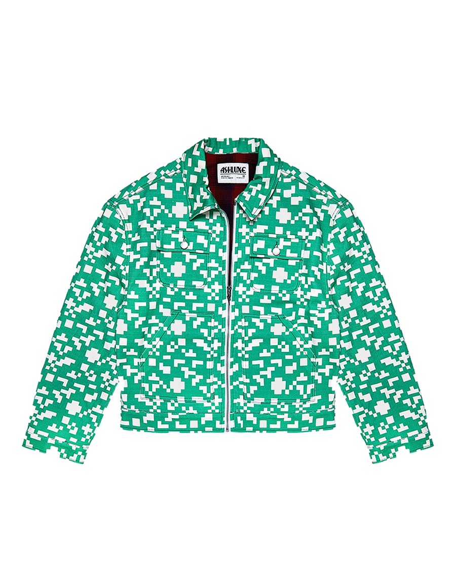 Ashluxe Pixel Denim Jacket Green
