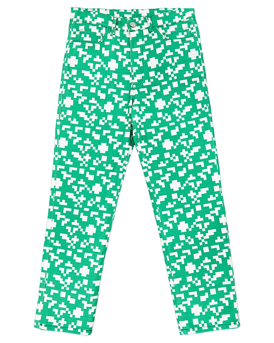 Ashluxe Pixel Denim Pant  Green