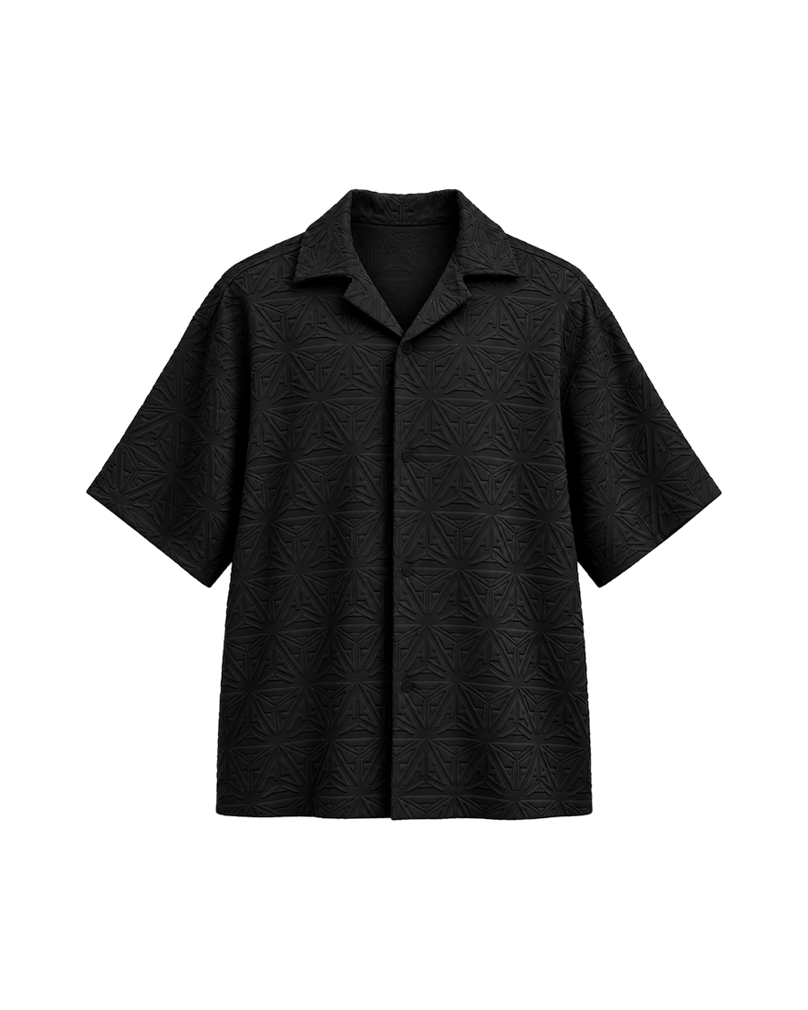 Monogram Plush Jersey Bowling Shirt Black