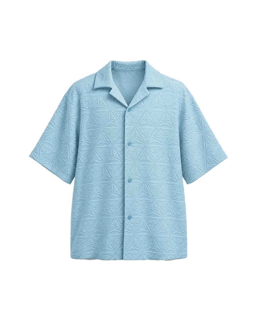 Monogram Plush Jersey Bowling Shirt Blue