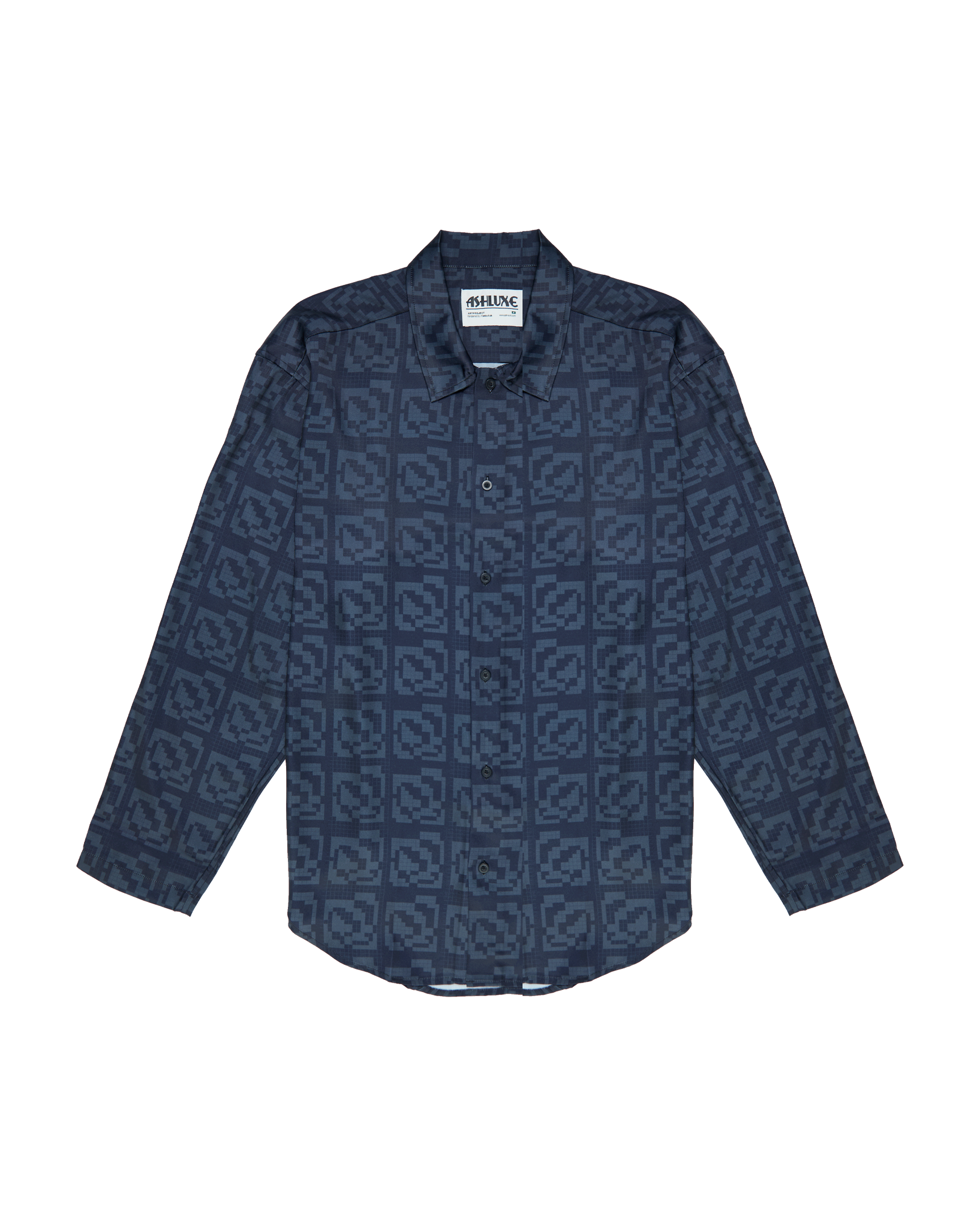 Ashluxe Exquisite Pixel Satin Shirt Black