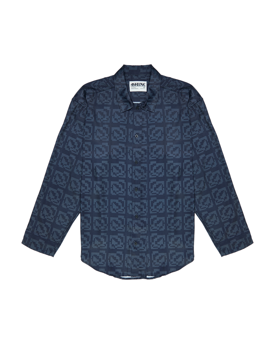 Ashluxe Exquisite Pixel Satin Shirt Black