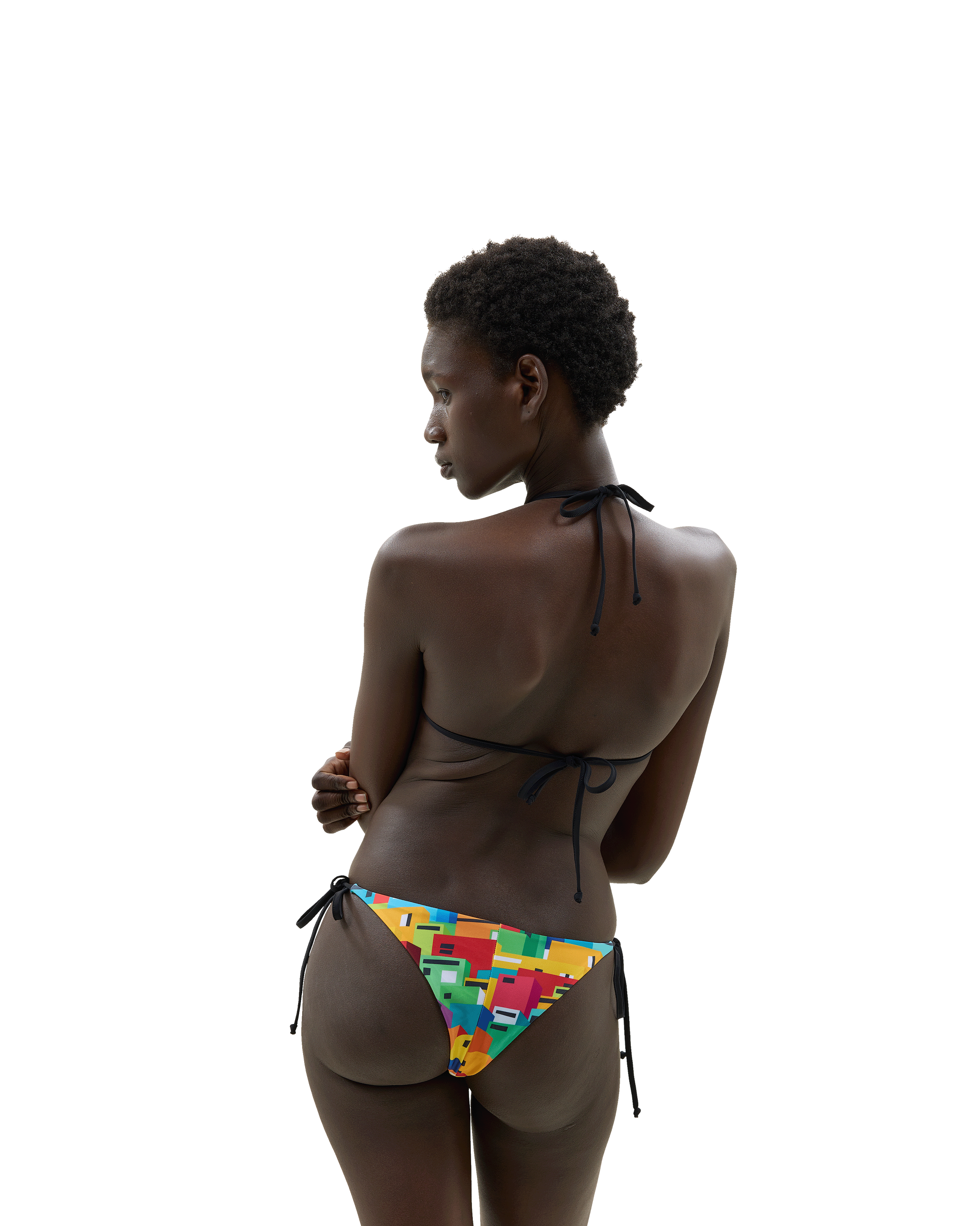 Urban Mosaic Print Triangle Bikini Top Multi