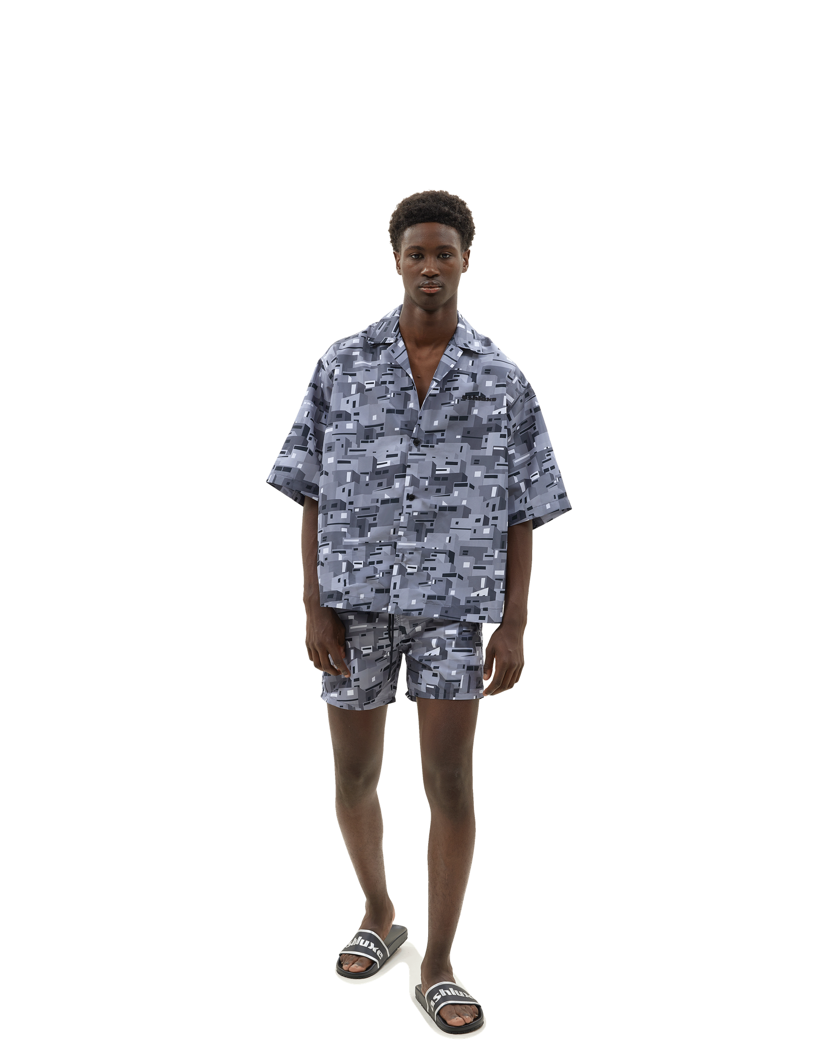 Urban Mosaic Print Swim Shirt