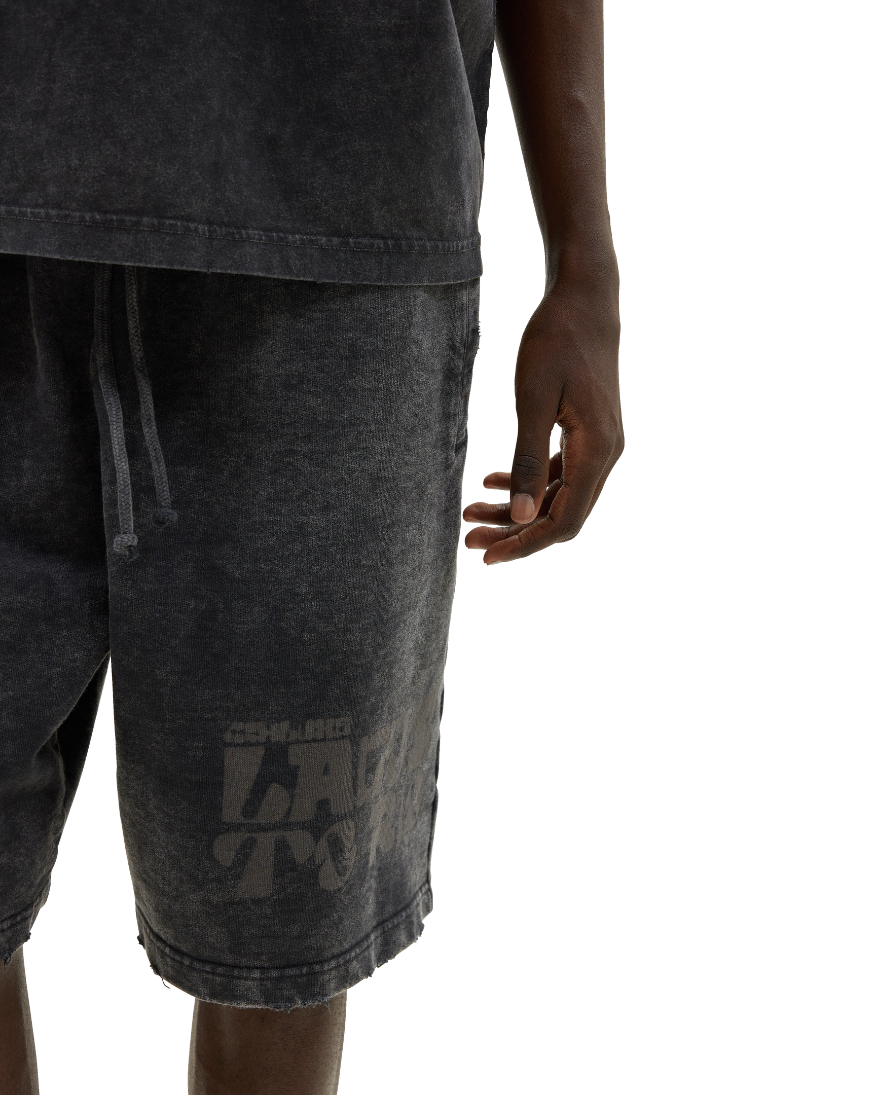 Ashluxe Vintage Acid Wash Shorts Black