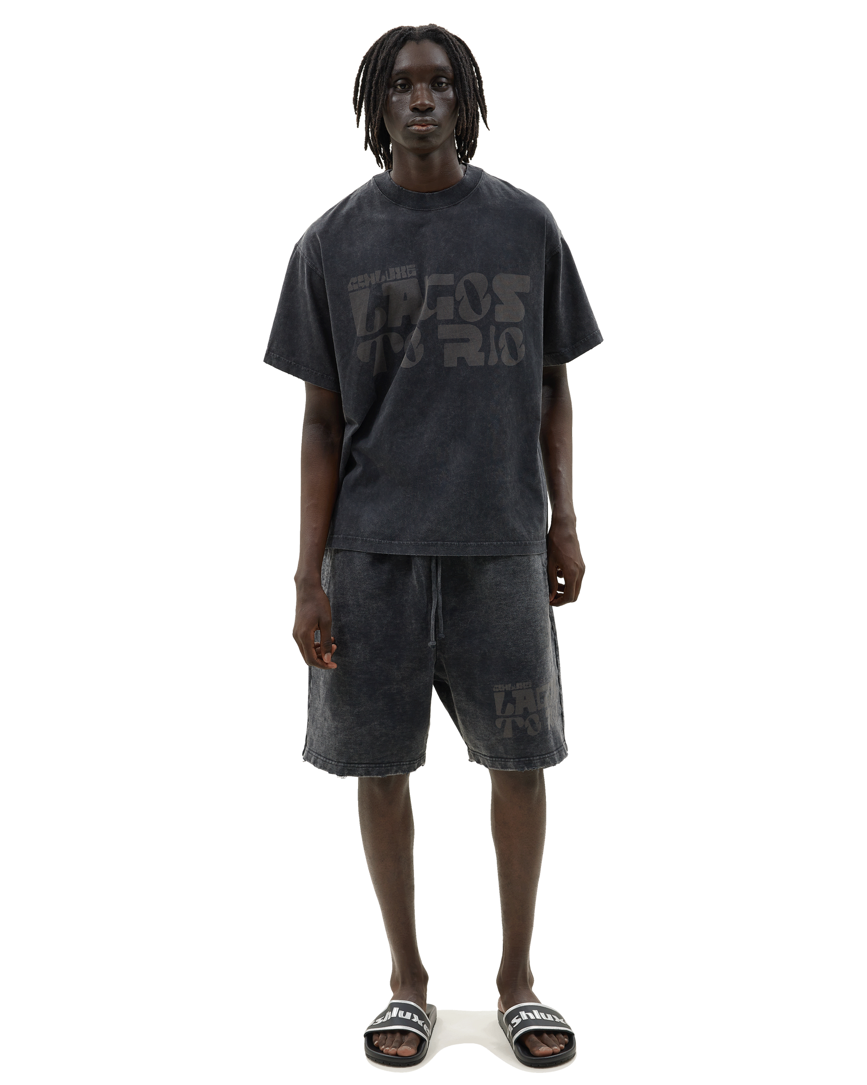 Ashluxe Vintage Acid Wash Shorts Black