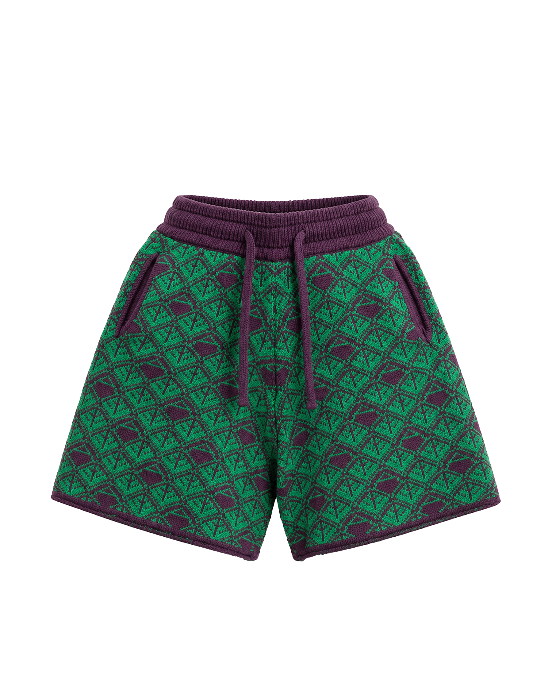 Ashluxe  Monogram Knitted Short Purple Green