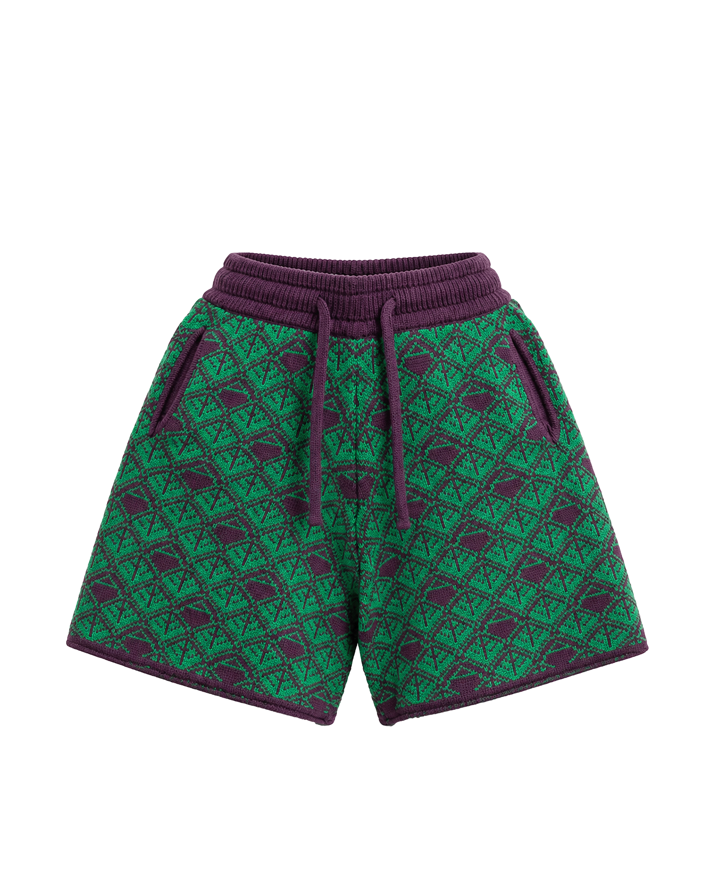 Ashluxe  Monogram Knitted Short Purple Green