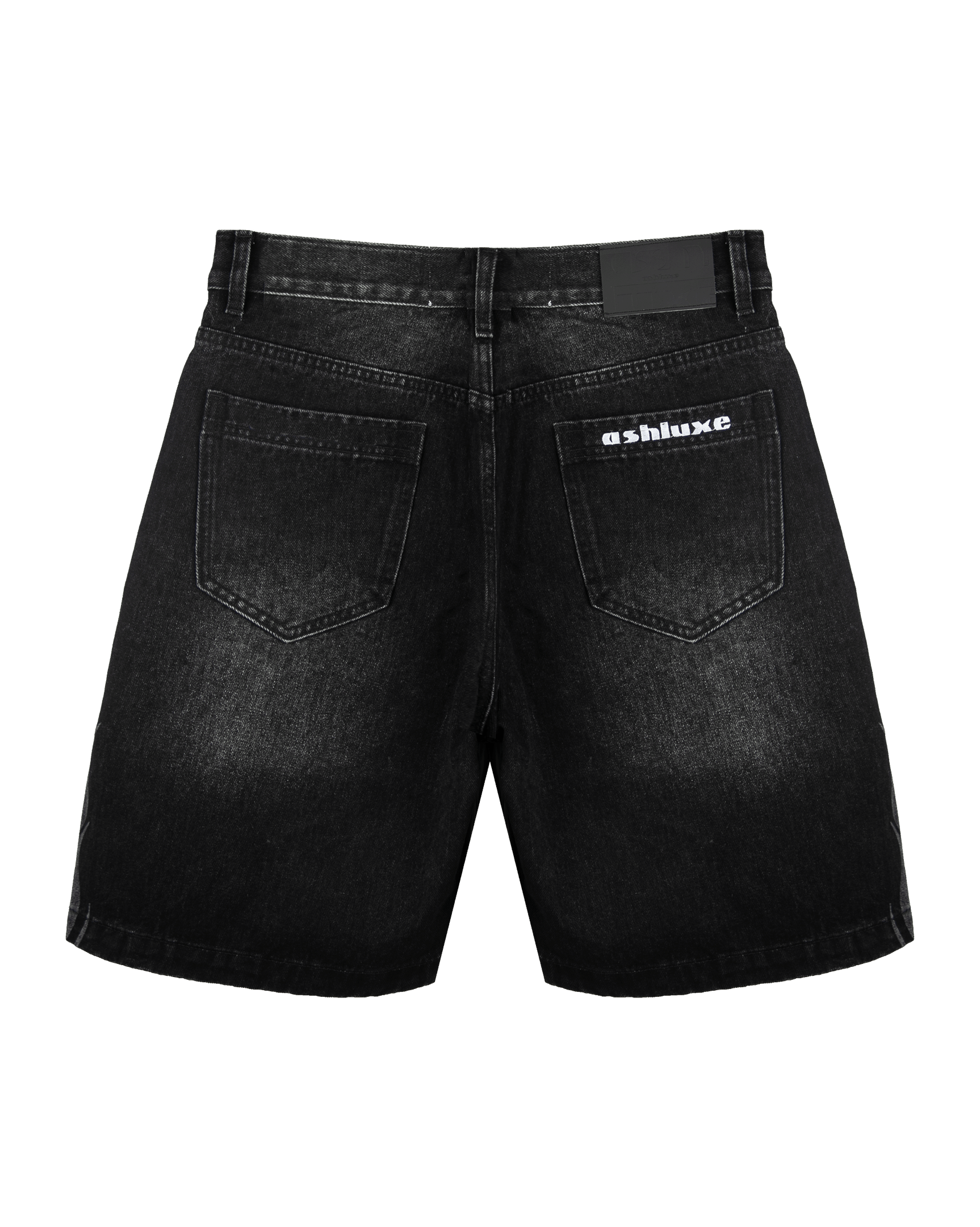 Ashluxe  Flame Denim Shorts Black White