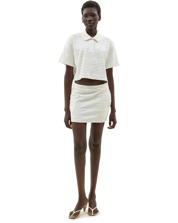 Monogram Plush Cropped Polo Shirt White