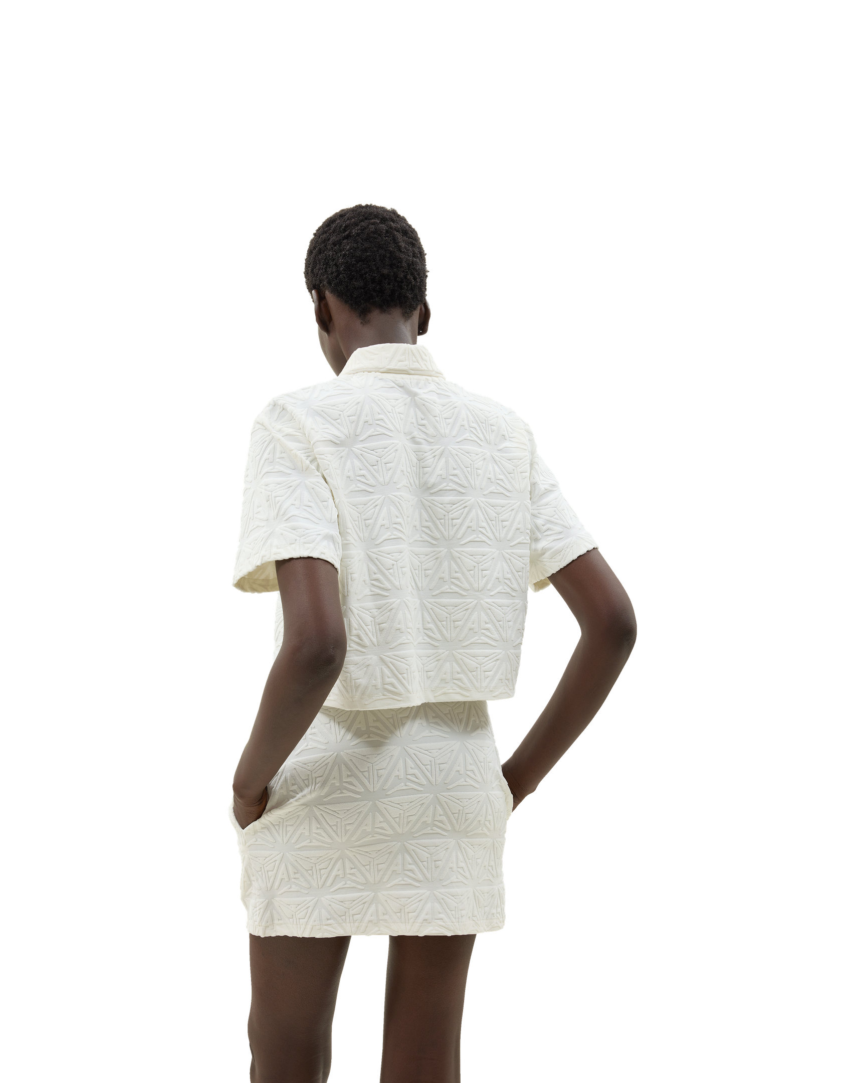 Monogram Plush  A Line Mini Skirt White