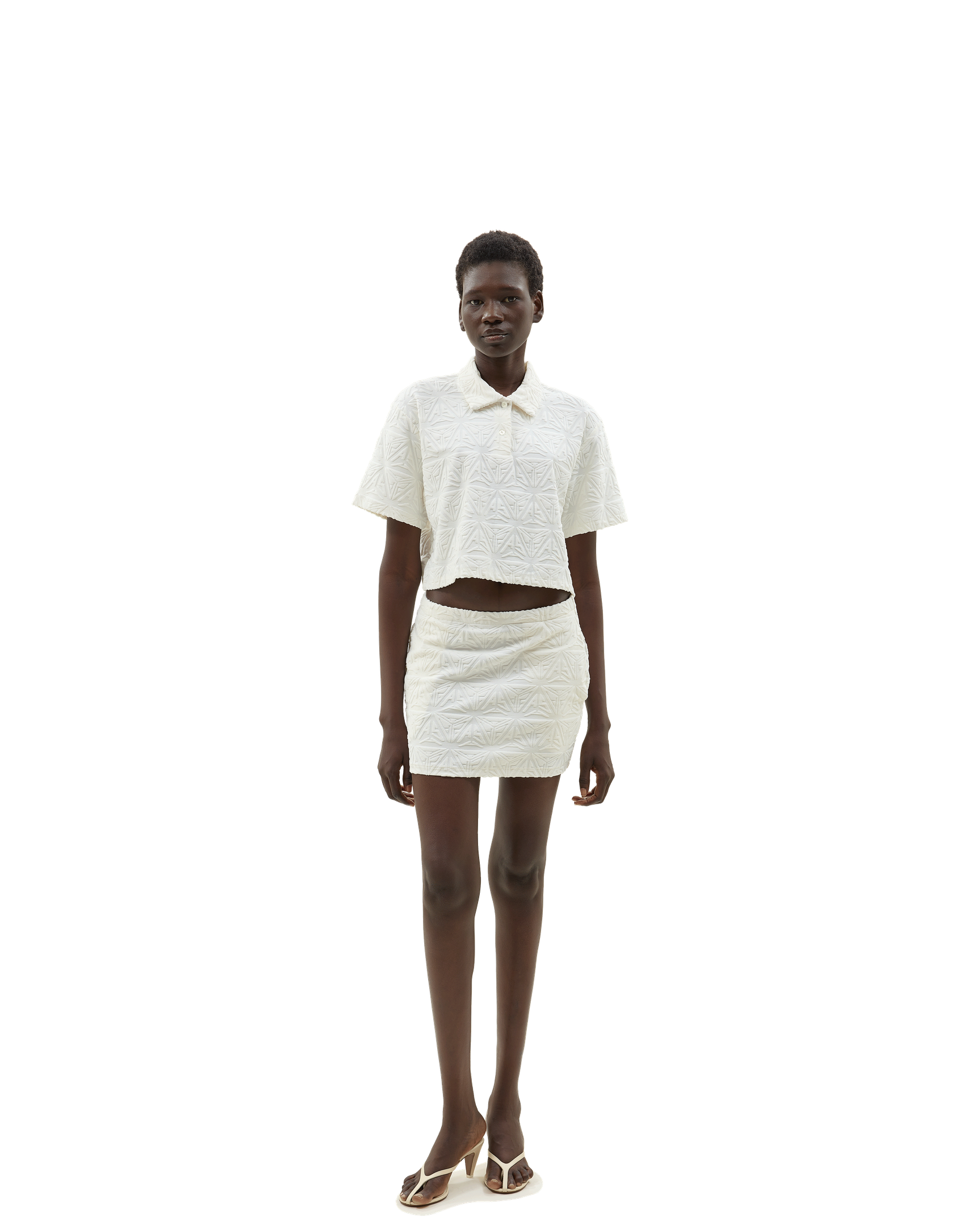 Monogram Plush  A Line Mini Skirt White