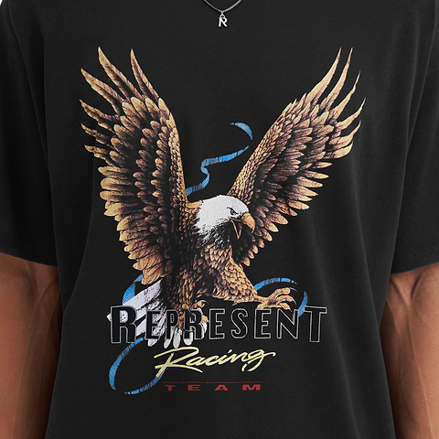 black graphic tee