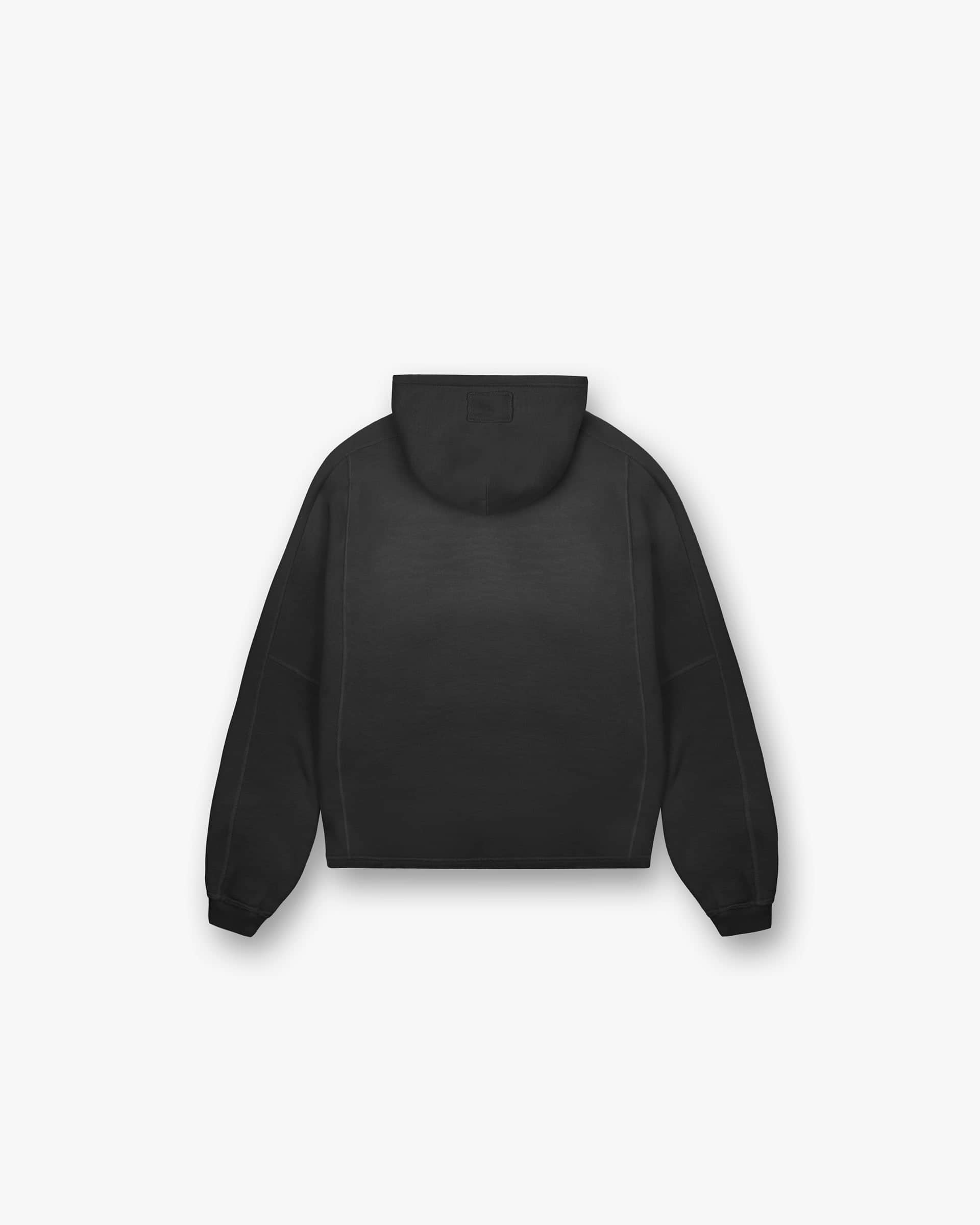 Stepped Hem Hoodie - Noir Taché