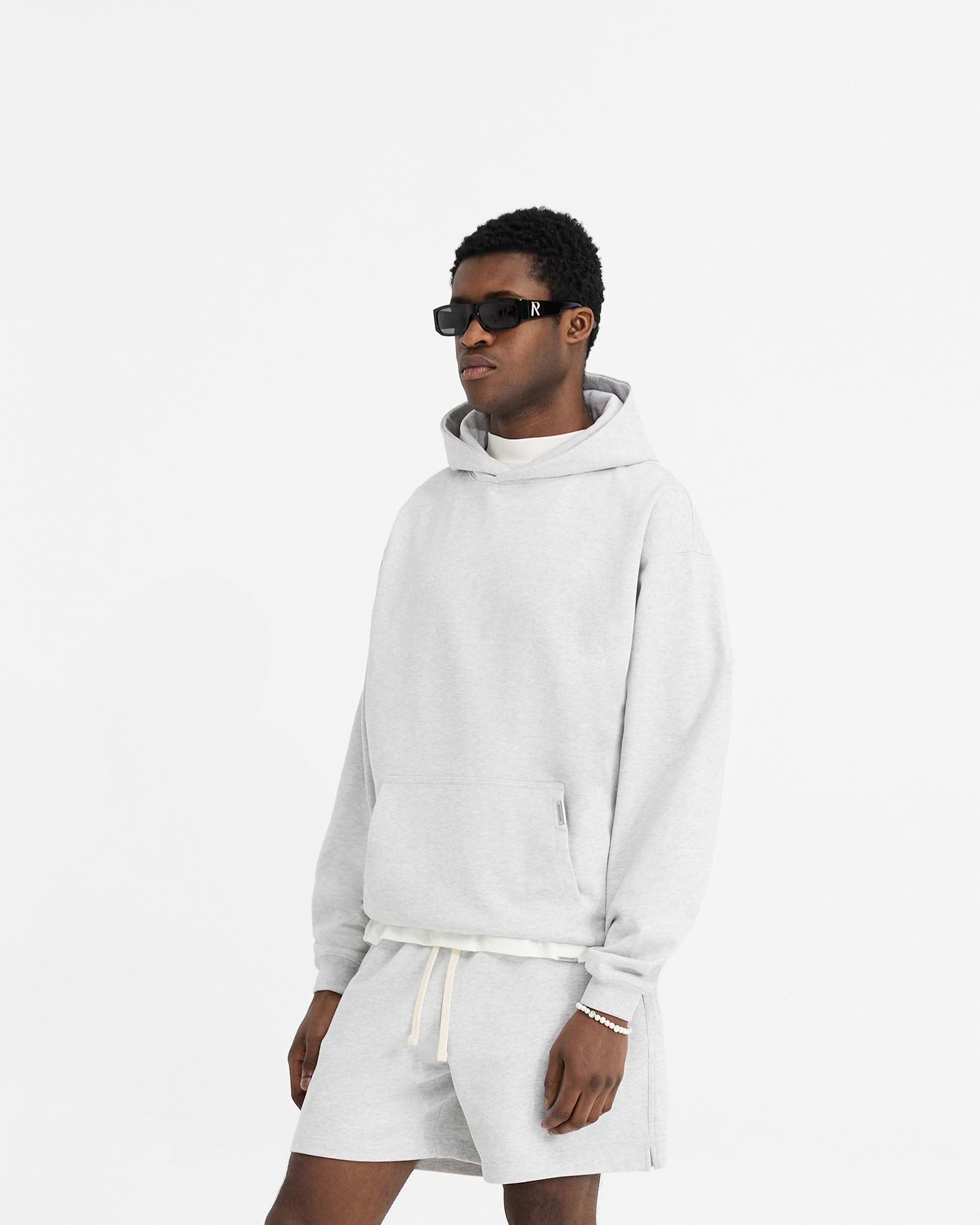 Sweat à capuche surdimensionné initial - Ice Grey Marl