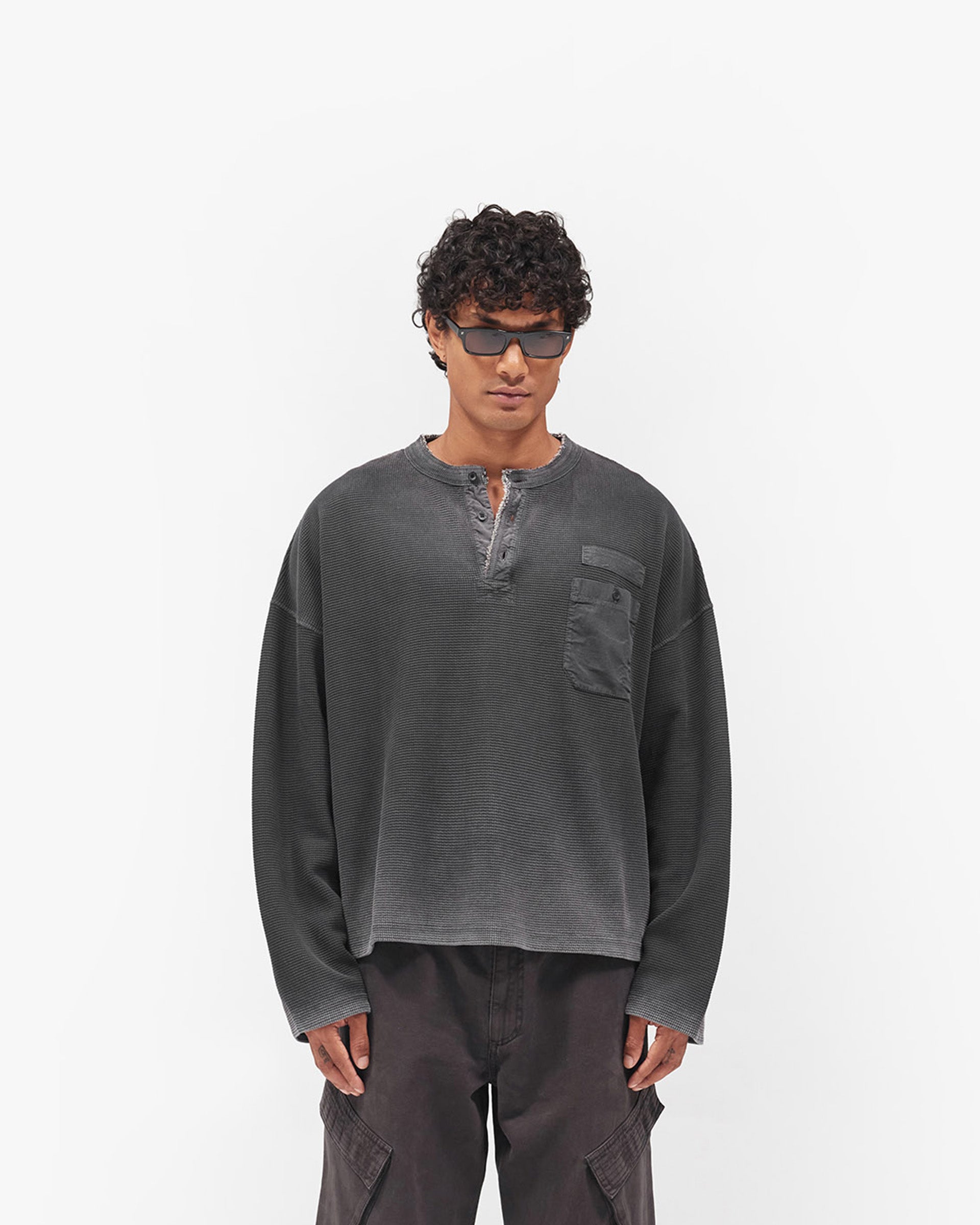 Heavyweight Henley Sweater - Vintage Black