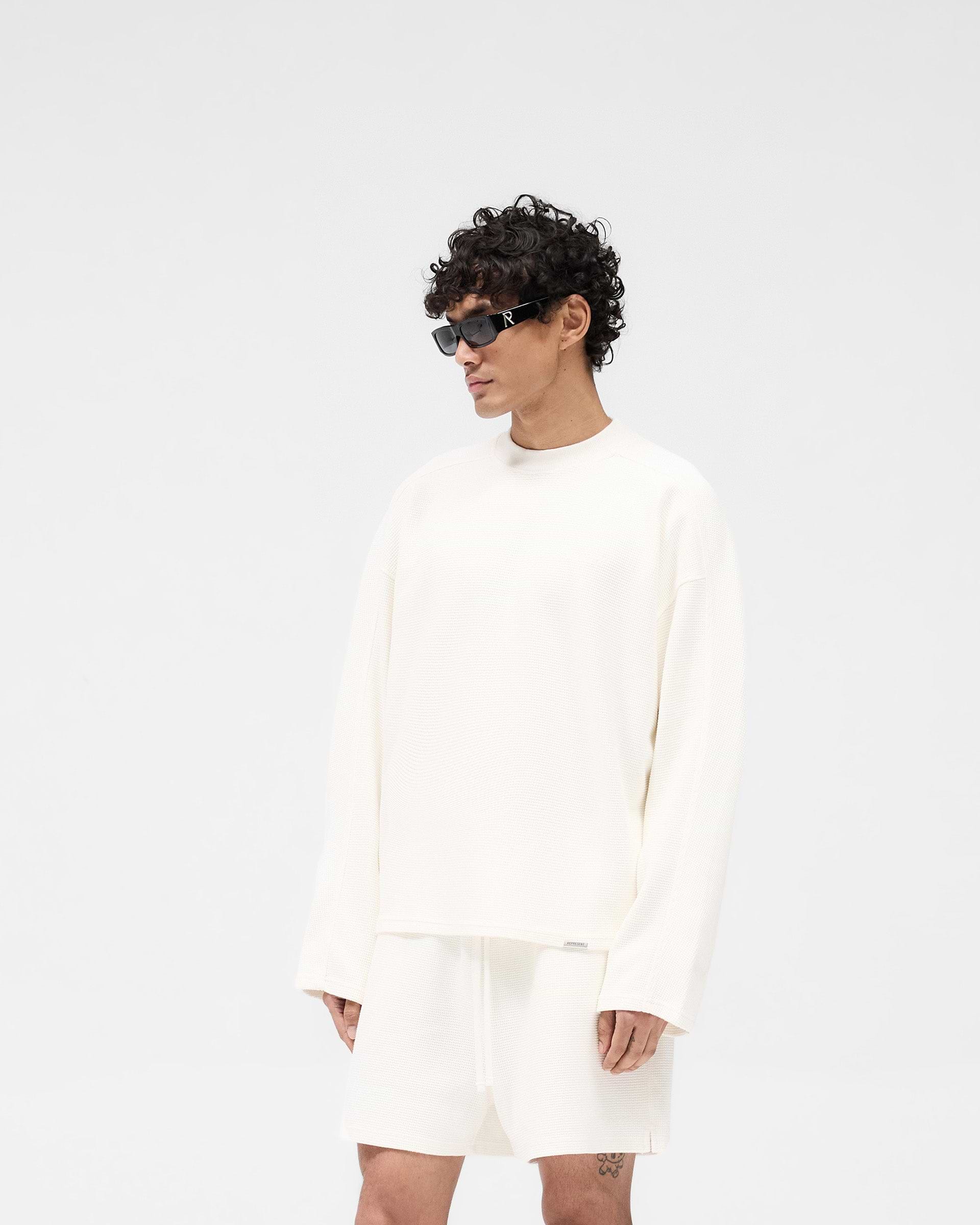 Waffle Long Sleeve T-Shirt - Naturweiß