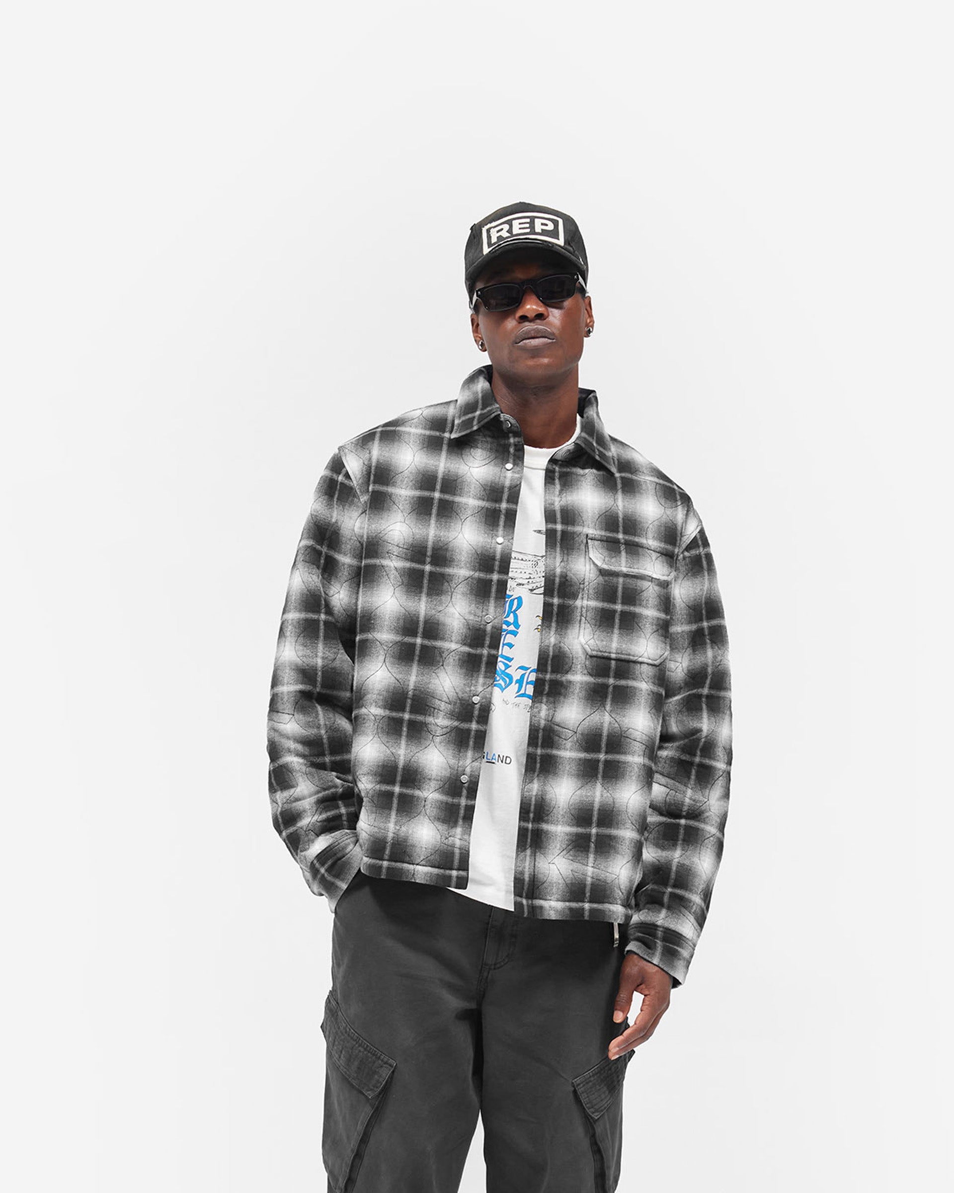 Logo Quilted Shirt - Black