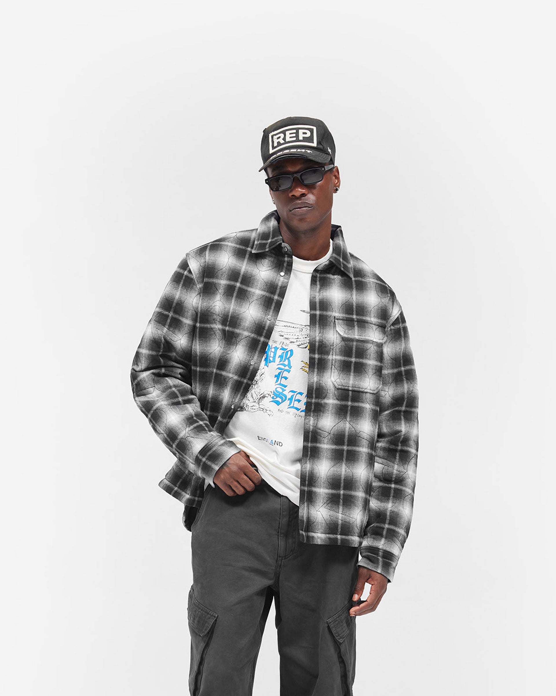 Logo Quilted Shirt - Black