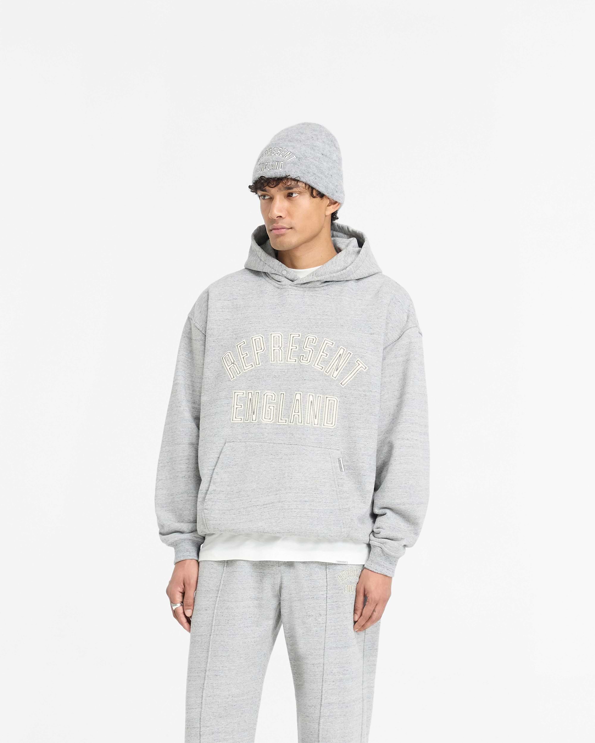 England Applique Hoodie - Gris Jaspeado