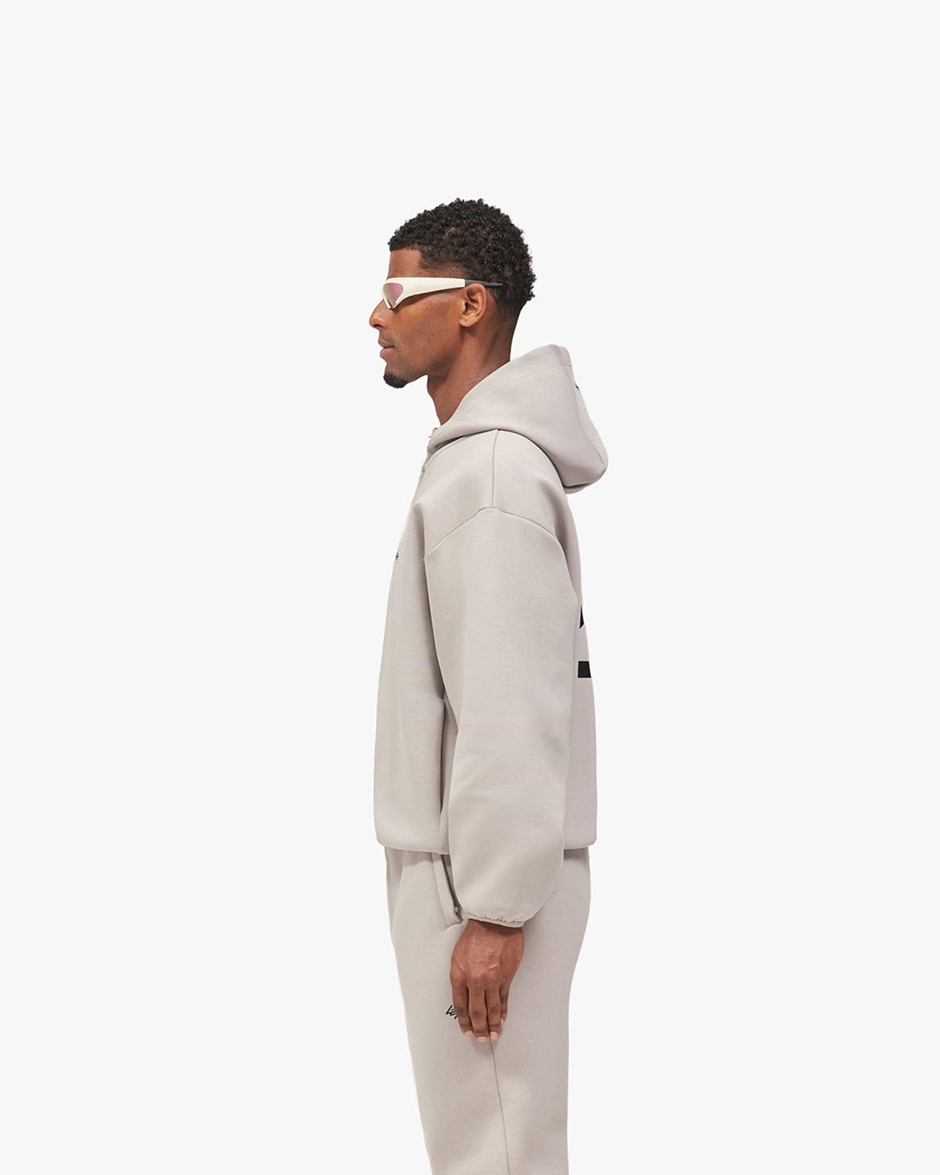 247 Numbers Hood - Ash Grey - Cropped Model - Side