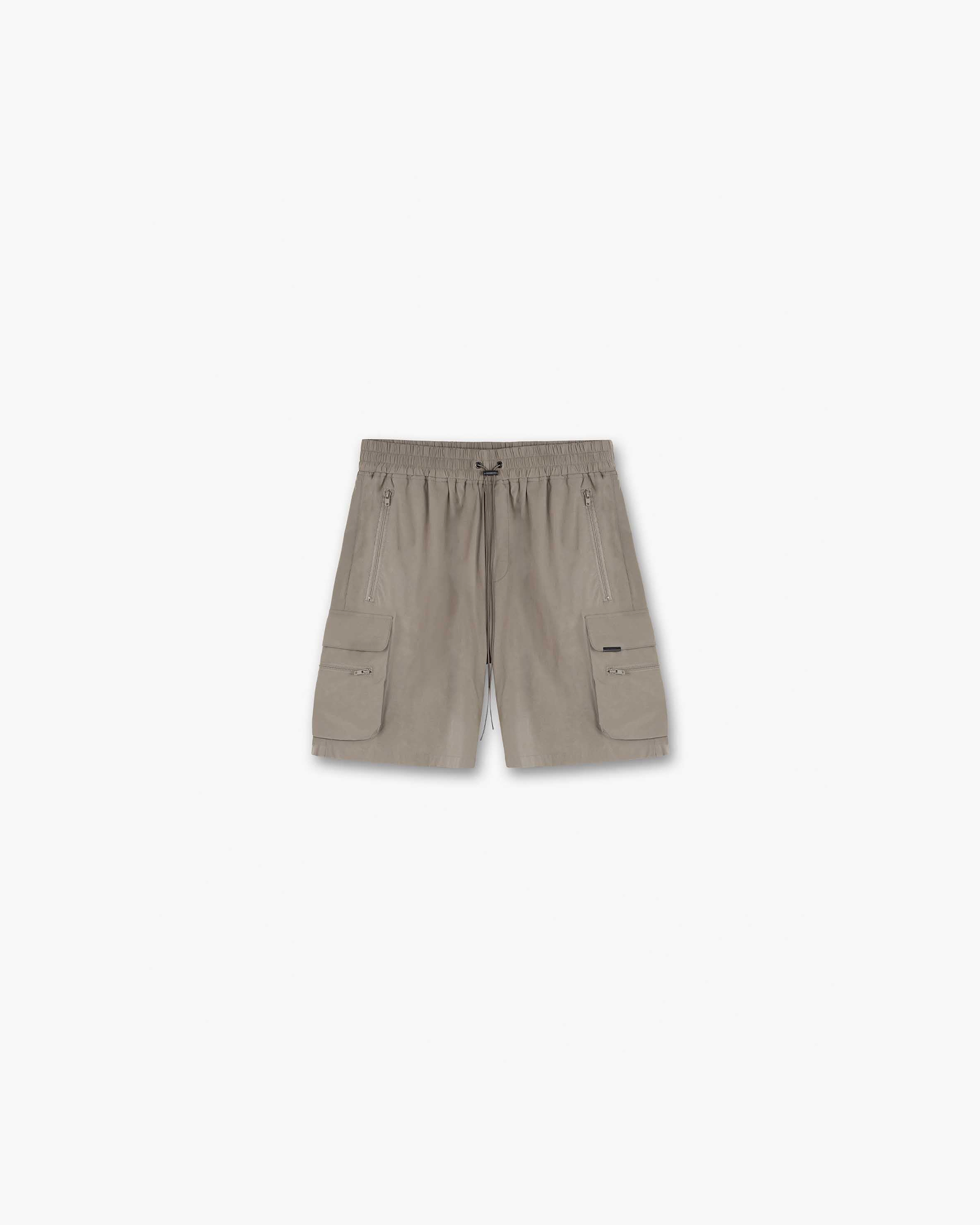 Front product image of mens taupe shorts on a plain white background | 247 Shorts in Taupe | Shorts with comfortable fit and sleek design | 247 Shorts | Represent Clo