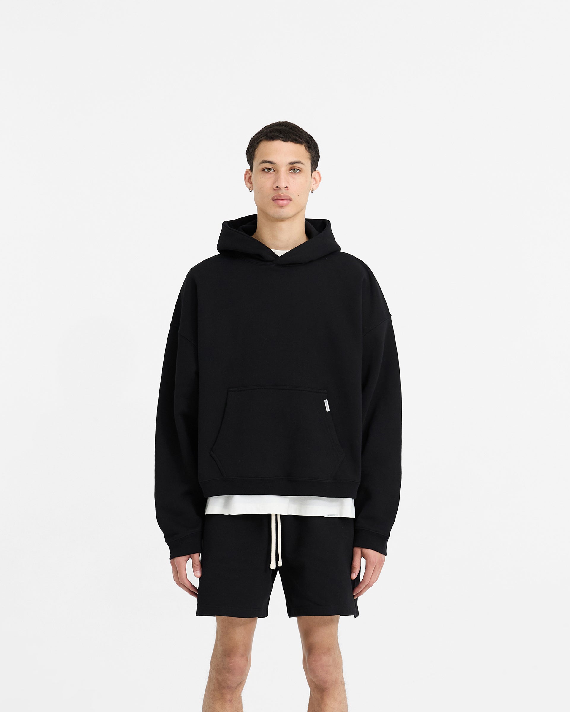 Initial Boxy Hoodie - Jet Black