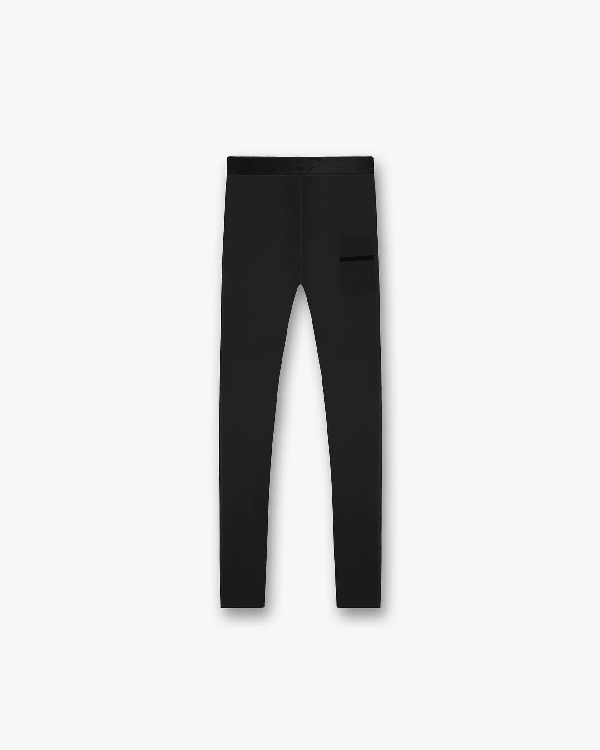Back product image of mens black leggings on a plain white background | 247 Compound Legging in Black | Full length performance leggings with branded waistband | 247 Pants | Represent Clo